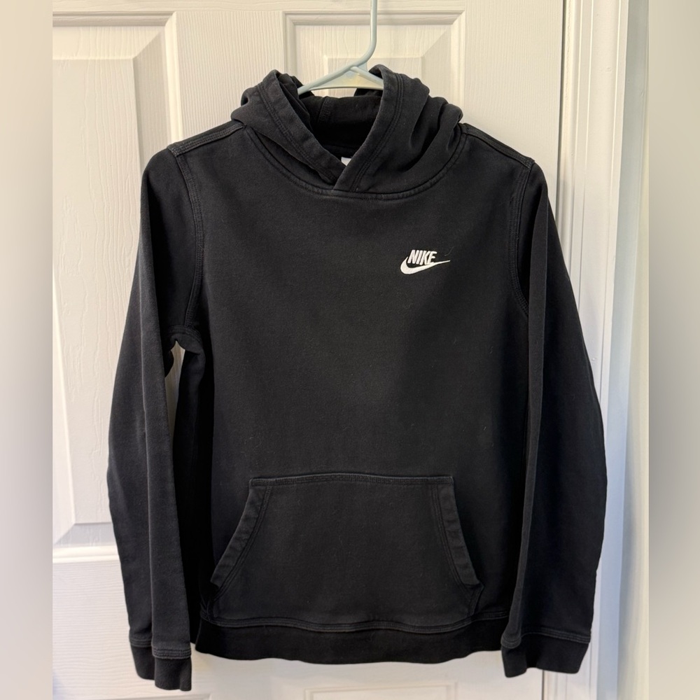 Nike black embroidered logo hoodie black YXL 14